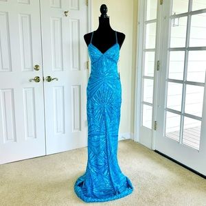 Blue Sequined Special Occasion Dress - Size 11